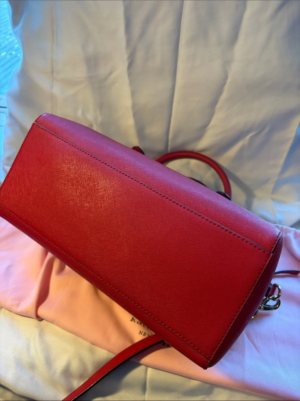 Kate Spade Red Saffiano Leather Satchel Crossbody Bag + Dust Bag